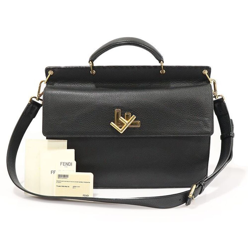 Black Calfskin Gold-plated Selleria Double Face Briefcase - Picture 2 of 7